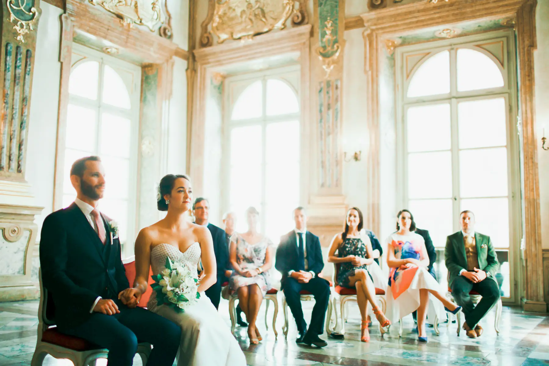 Bride and groom in Marble hall Salzburg - Analog soul of Kodak Portra 160 PRO
