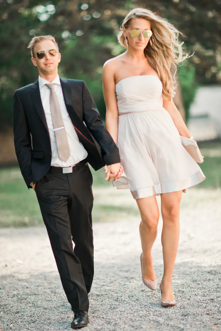 walking hand in hand, long legs lady