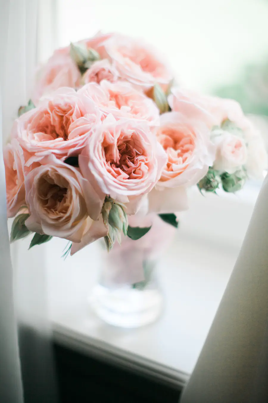 Close-up of a fresh wedding bouquet, natural wedding style.